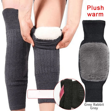 1 Pair Winter Warm Knee Pads Thickened Plush Thermal Leg Warmers Non Slip Cold Proof Knee Brace Unisex Skiing Cycling Hiking